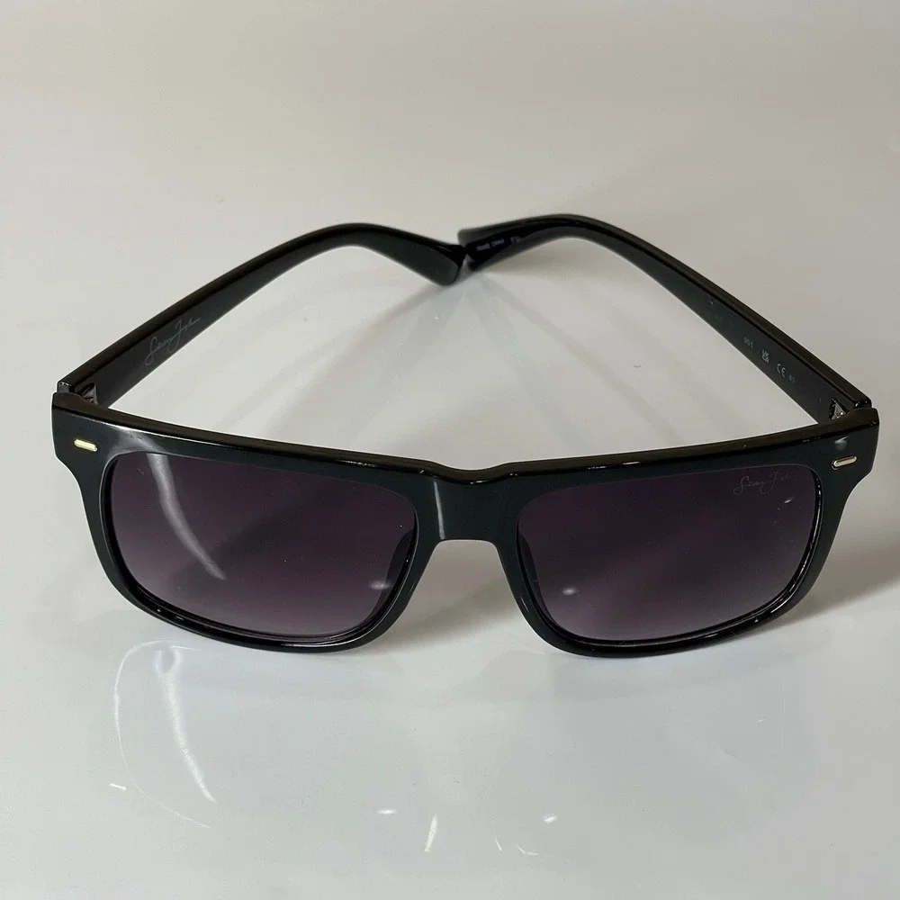 Sean John Men's Unisex Classic Style Black Frame Sunglasses Shades Dark Lenses